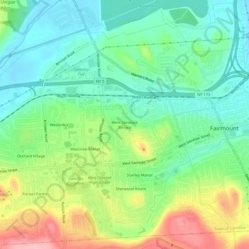 Mappa topografica West Genesee Terrace, altitudine, rilievo