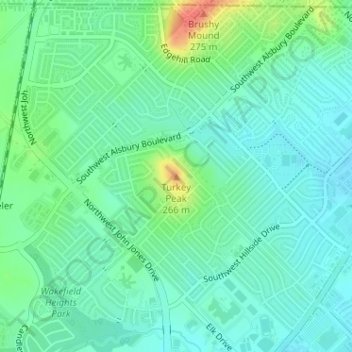 Mappa topografica Turkey Peak, altitudine, rilievo