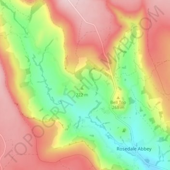 Mappa topografica Rosedale East, altitudine, rilievo