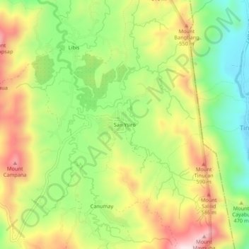 Mappa topografica San Ysiro, altitudine, rilievo
