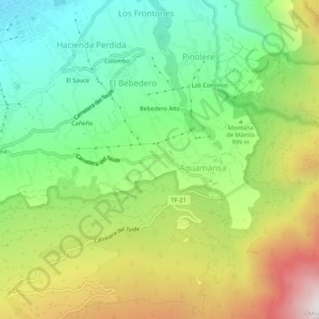 Mappa topografica Cruz de Tea, altitudine, rilievo