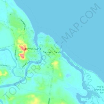 Mappa topografica Tannum Sands, altitudine, rilievo