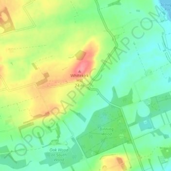 Mappa topografica Whitekirk, altitudine, rilievo