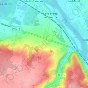 Mappa topografica Bailly, altitudine, rilievo