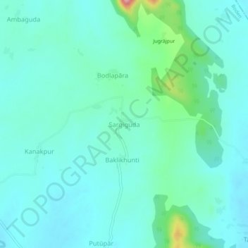 Mappa topografica Sargiguda, altitudine, rilievo