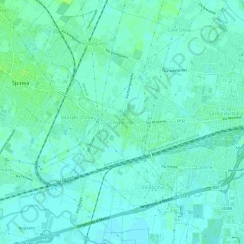 Mappa topografica Chirignago, altitudine, rilievo