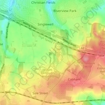 Mappa topografica Henhurst, altitudine, rilievo