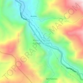 Mappa topografica Manuel Cornejo Astorga Tandapi, altitudine, rilievo