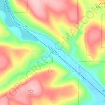 Mappa topografica Swain, altitudine, rilievo