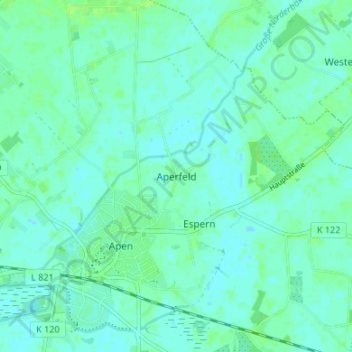 Mappa topografica Aperfeld, altitudine, rilievo