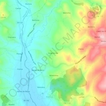 Mappa topografica Casal do Rei, altitudine, rilievo