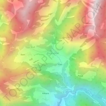 Mappa topografica Badiyakot, altitudine, rilievo