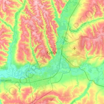 Mappa topografica Kursk, altitudine, rilievo