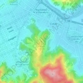Mappa topografica Cerro La Virgen, altitudine, rilievo