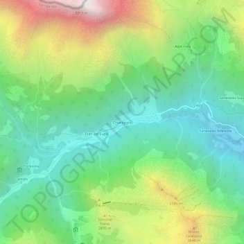 Mappa topografica Chiareggio, altitudine, rilievo