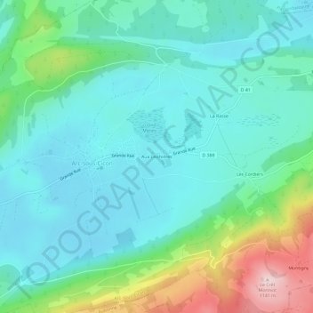 Mappa topografica Aux Leichières, altitudine, rilievo