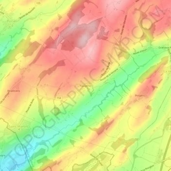 Mappa topografica Fiaugères, altitudine, rilievo