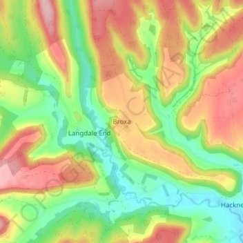 Mappa topografica Broxa, altitudine, rilievo