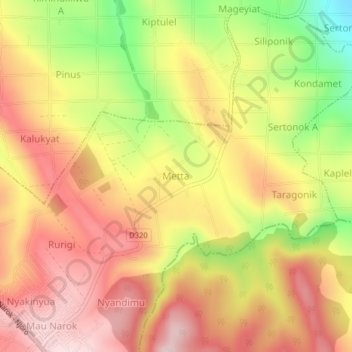 Mappa topografica Metta, altitudine, rilievo