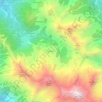 Mappa topografica Lavacire, altitudine, rilievo