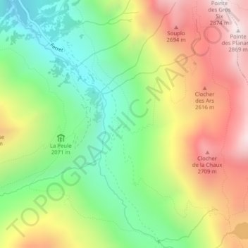 Mappa topografica Les Ars Dessus, altitudine, rilievo