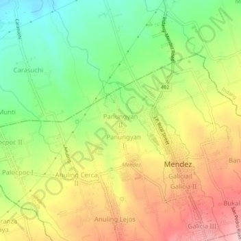 Mappa topografica Panungyan II, altitudine, rilievo