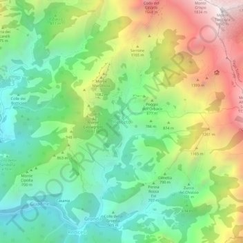 Mappa topografica Resceto, altitudine, rilievo