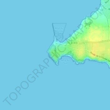 Mappa topografica Pointe Saint-Gildas, altitudine, rilievo