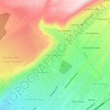 Mappa topografica Señor Huanta, altitudine, rilievo