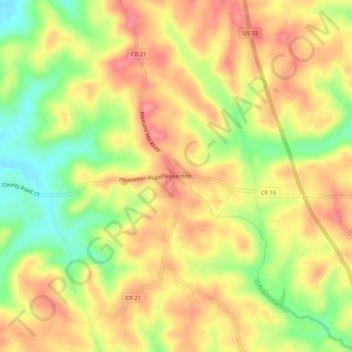 Mappa topografica Pleasanton, altitudine, rilievo