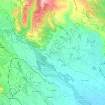 Mappa topografica Spineto, altitudine, rilievo