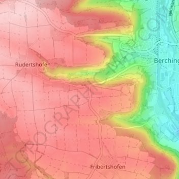 Mappa topografica Wirbertshofen, altitudine, rilievo