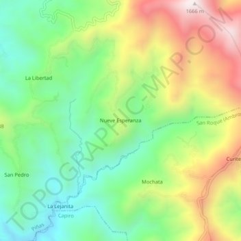 Mappa topografica Nueve Esperanza, altitudine, rilievo