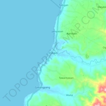 Mappa topografica Initao, altitudine, rilievo