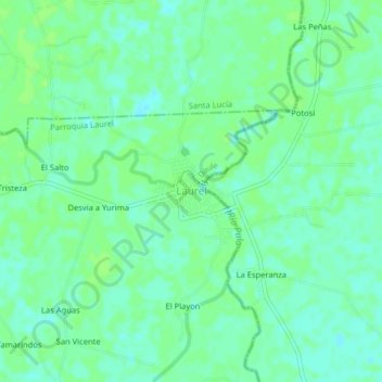 Mappa topografica Laurel, altitudine, rilievo