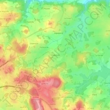 Mappa topografica Fongeneuil, altitudine, rilievo