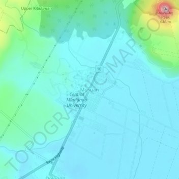 Mappa topografica Musuan, altitudine, rilievo