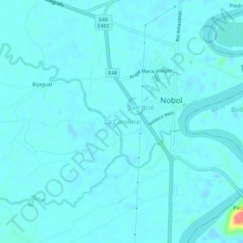 Mappa topografica La Carolina, altitudine, rilievo
