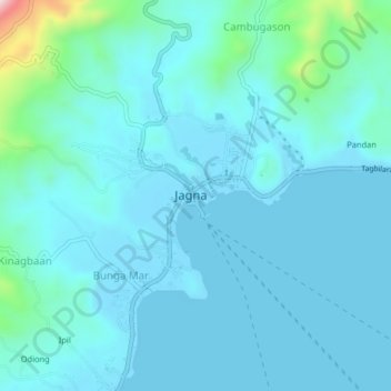Mappa topografica Tubod Monte, altitudine, rilievo