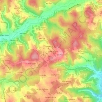 Mappa topografica Lesparre, altitudine, rilievo