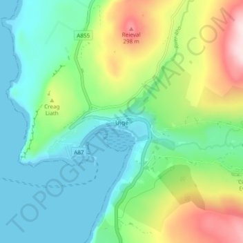 Mappa topografica Uig, altitudine, rilievo