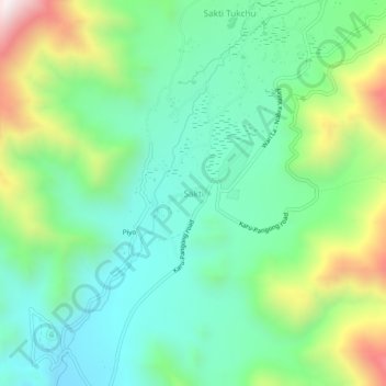 Mappa topografica Sakti, altitudine, rilievo