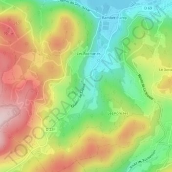 Mappa topografica La Beuchotte, altitudine, rilievo