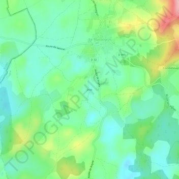 Mappa topografica Inos, altitudine, rilievo