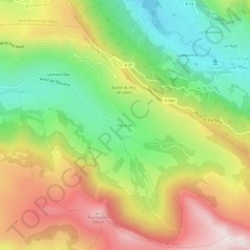 Mappa topografica Récusset, altitudine, rilievo