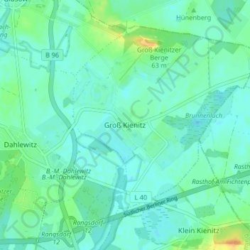 Mappa topografica Groß Kienitz, altitudine, rilievo