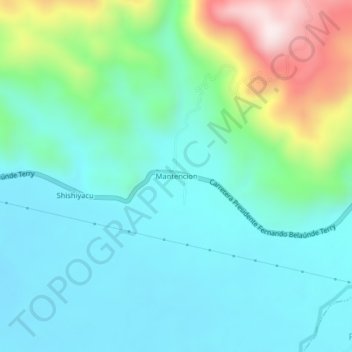 Mappa topografica Mantencion, altitudine, rilievo