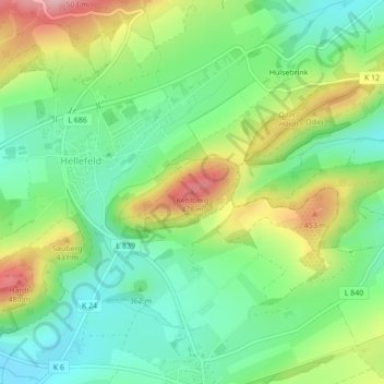 Mappa topografica Kehlberg, altitudine, rilievo