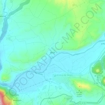 Mappa topografica Vernet, altitudine, rilievo