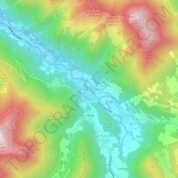 Mappa topografica Le Trein d'Ustou, altitudine, rilievo